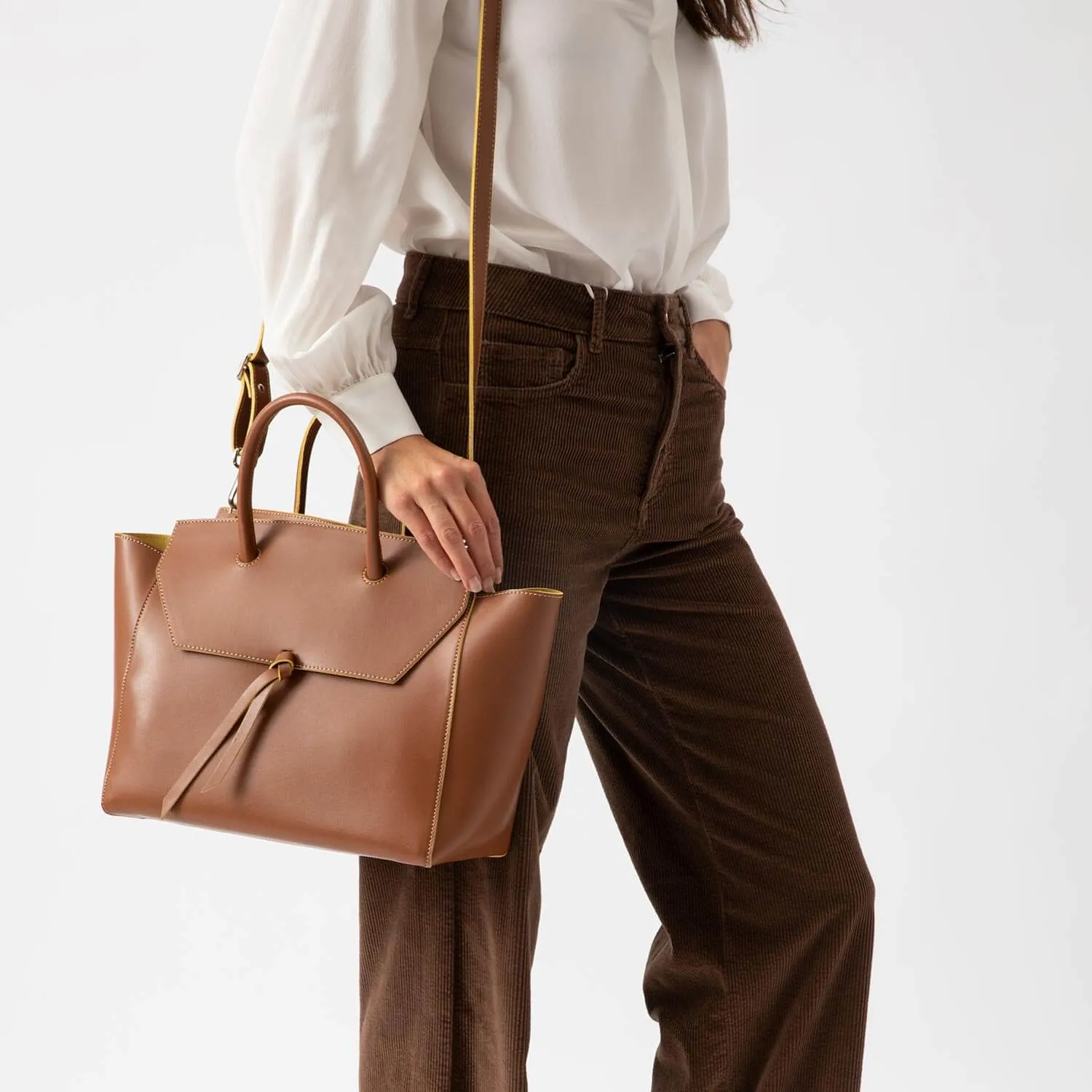 Loren Large Leather Tote Bag - Saddle