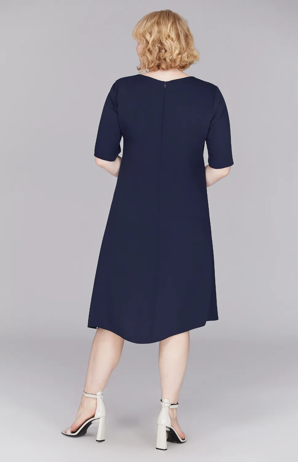 Lustrous Crepe Short Sleeve Layered Dress