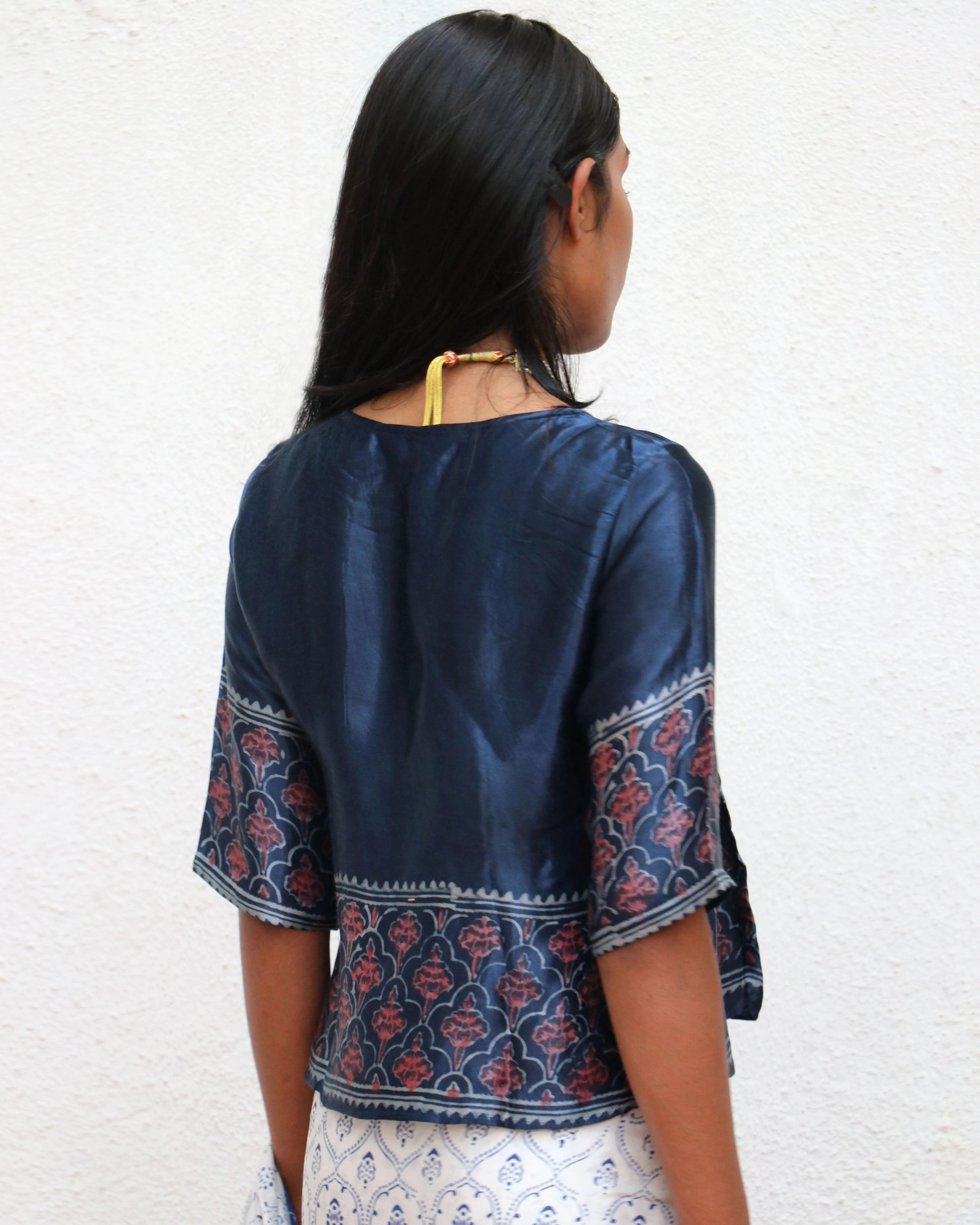 Mangata Blockprinted Mashru Silk Blouse