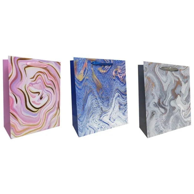 Marble Foiled XL Gift Bag - 40cm x 30cm x 12cm