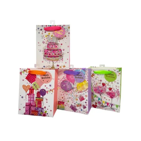 Medium Happy Birthday Glitter Gift Bag - 23cm x 17.7cm x 10cm