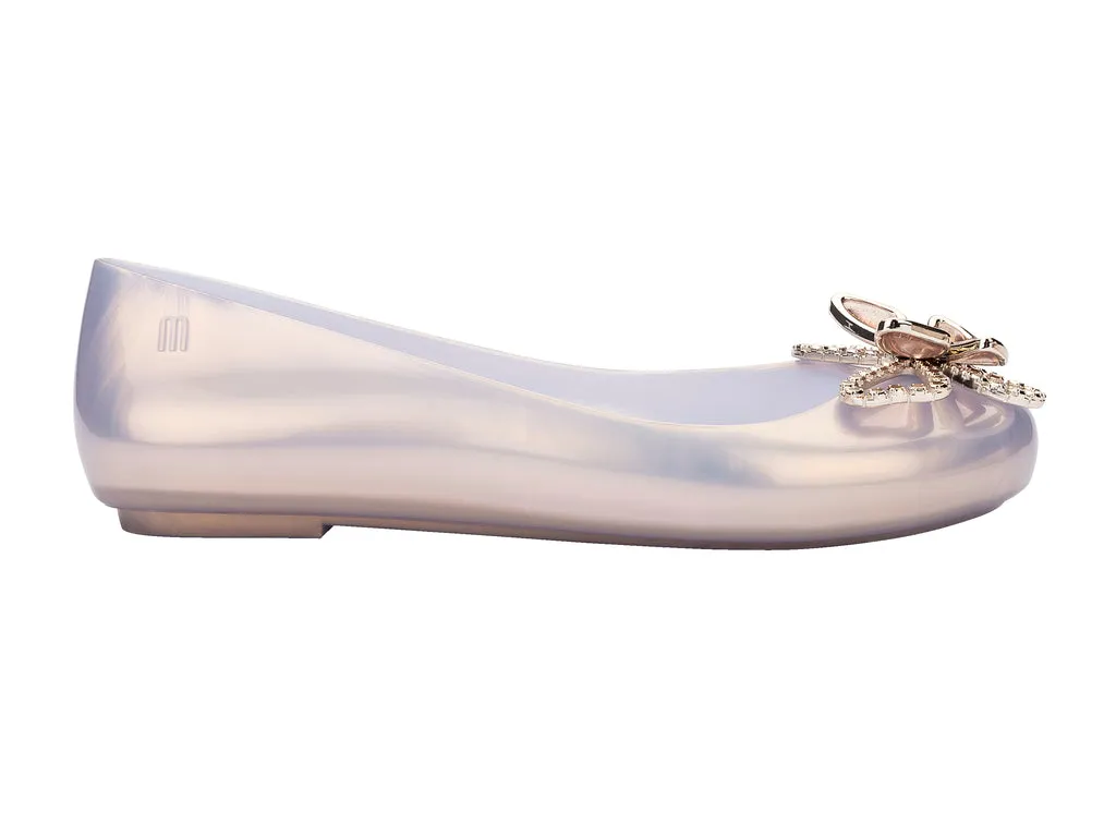 Melissa Sweet Love Fly AD Butterfly Embellished Gold Beige Ballerinas