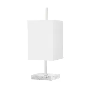 Mikaela Table Lamp White Marble Base and Polished Nickel Finish