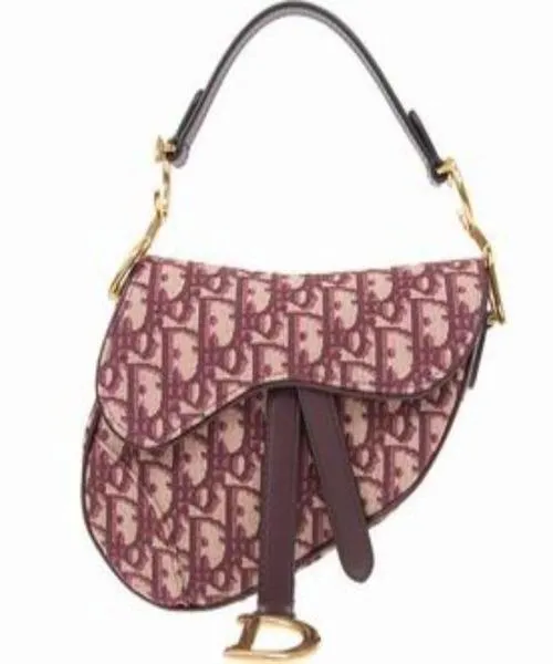 Mini Dior Burgundy Oblique Saddle Bag