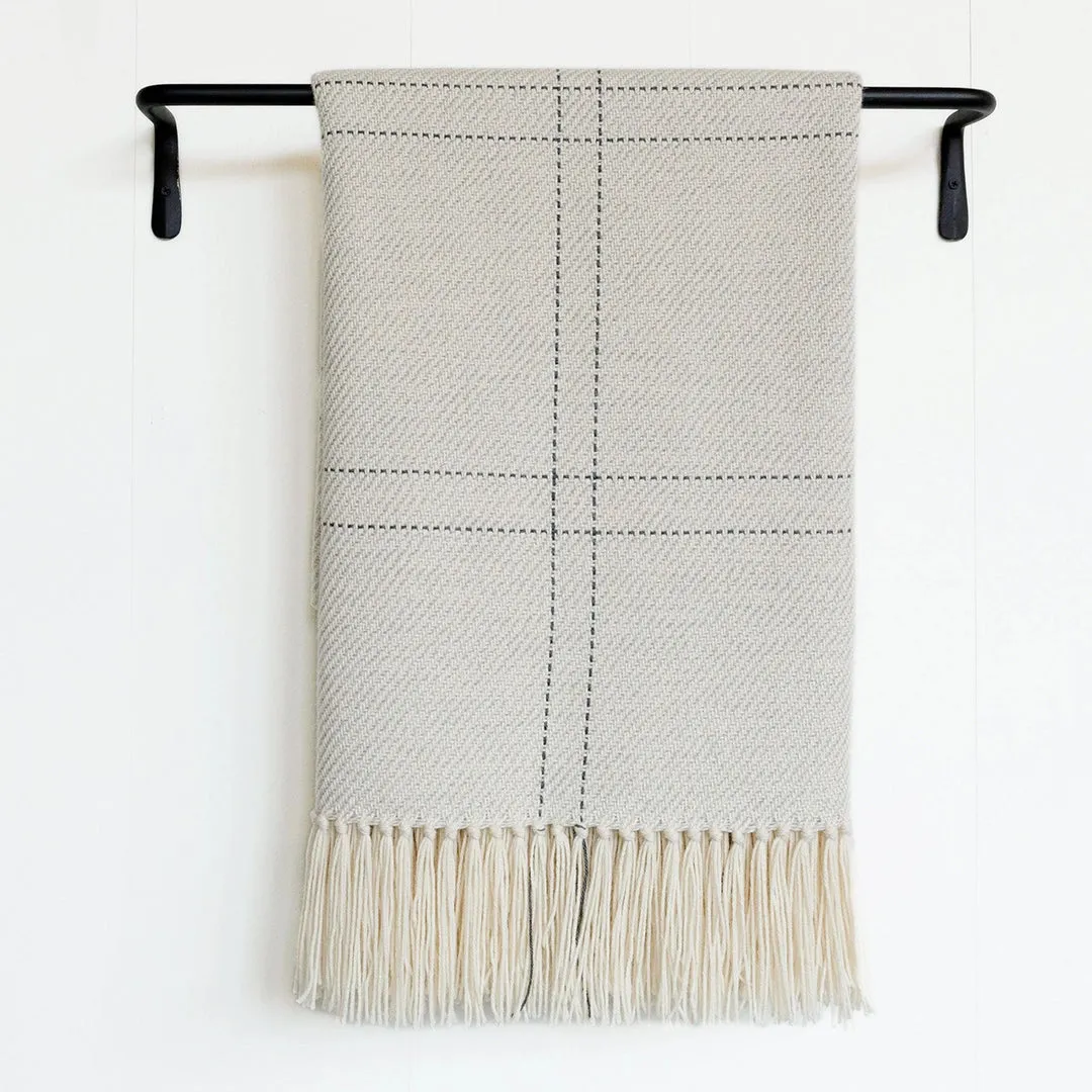 Mist Gray & Charcoal Windowpane Handwoven Alpaca Throw