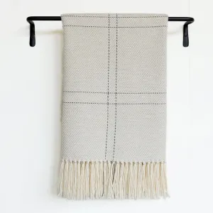 Mist Gray & Charcoal Windowpane Handwoven Alpaca Throw