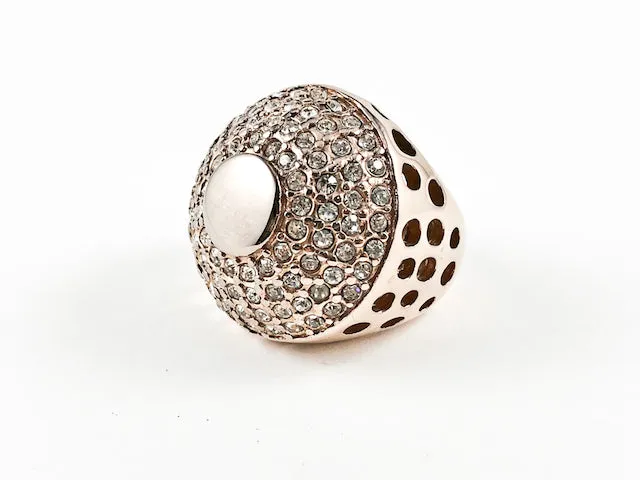 Modern Round Unique Top Design Dome Rose Gold Steel Ring