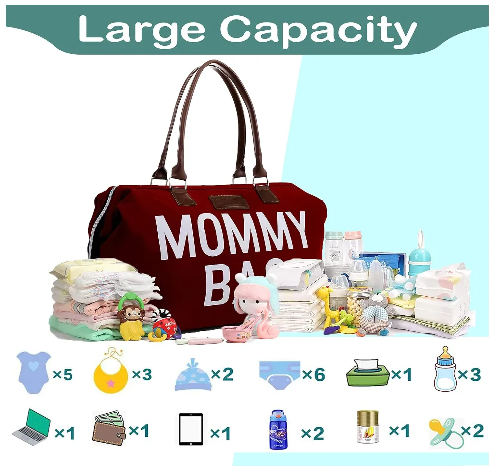 Mommy Diaper Bag for Hospital & Travel,Baby Care  (BURGUNDY)