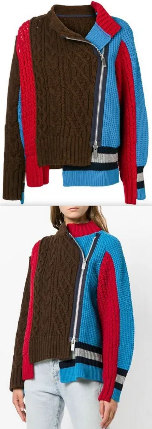 Multi-Panel Cable-Knit Sweater