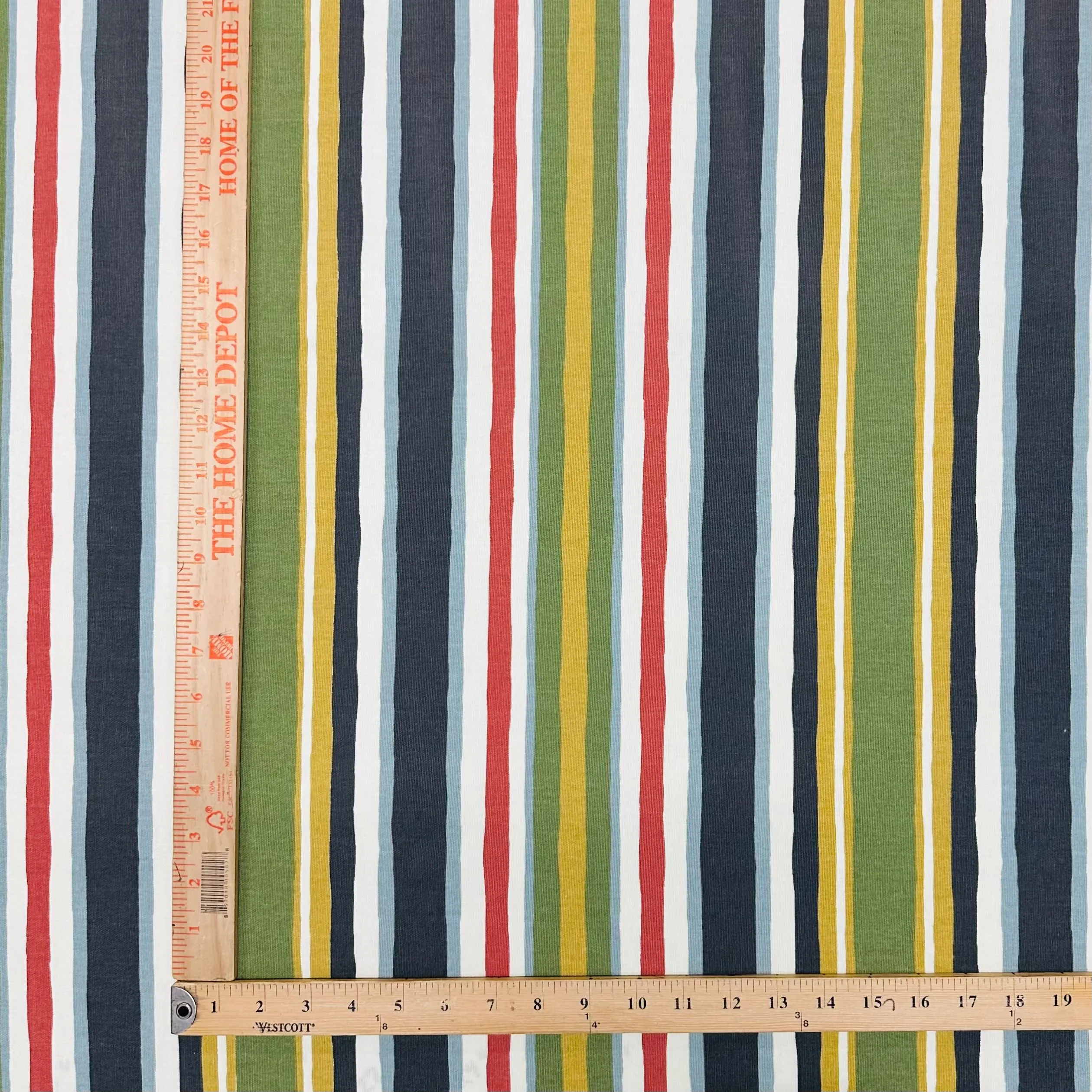 Multicolor Unique Stripe Cotton Fabric 56"