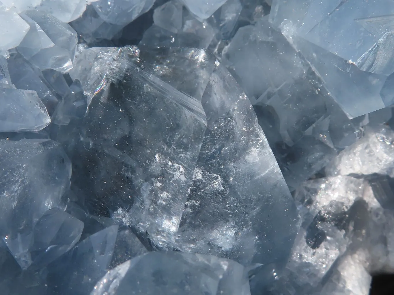 Natural Blue Celestite Geode Specimen With Cubic Crystals (Hole Drilled In Back For Light) x 1 From Sakoany, Madagascar