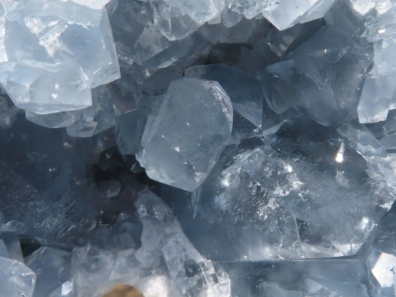 Natural Blue Celestite Geode Specimen With Cubic Crystals (Hole Drilled In Back For Light) x 1 From Sakoany, Madagascar