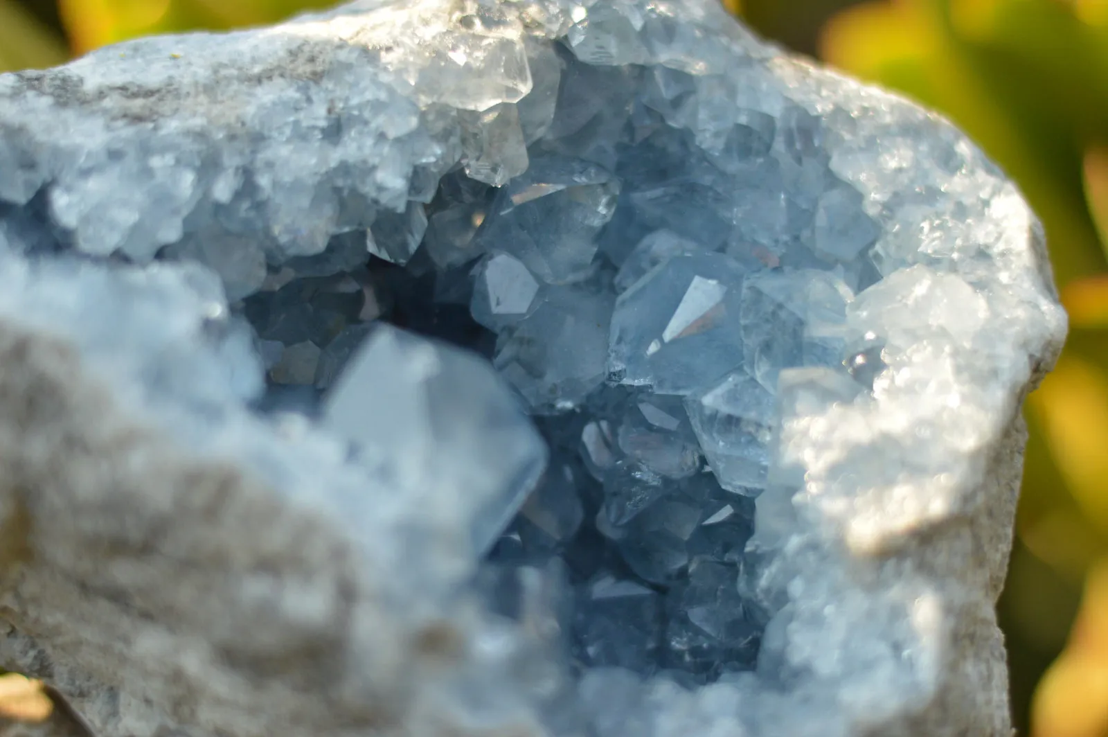 Natural Blue Celestite Geode Specimen With Gemmy Cubic Crystals  x 1 From Sakoany, Madagascar