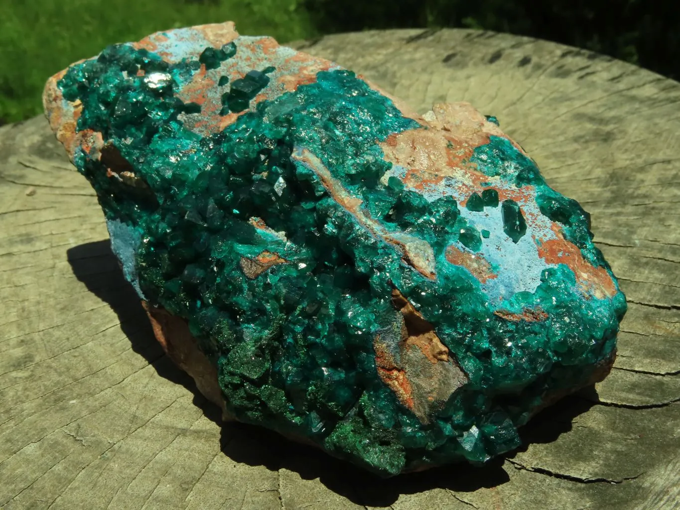 Natural Emerald Green Dioptase With Blue Shattuckite x 1 From Tantara, Congo