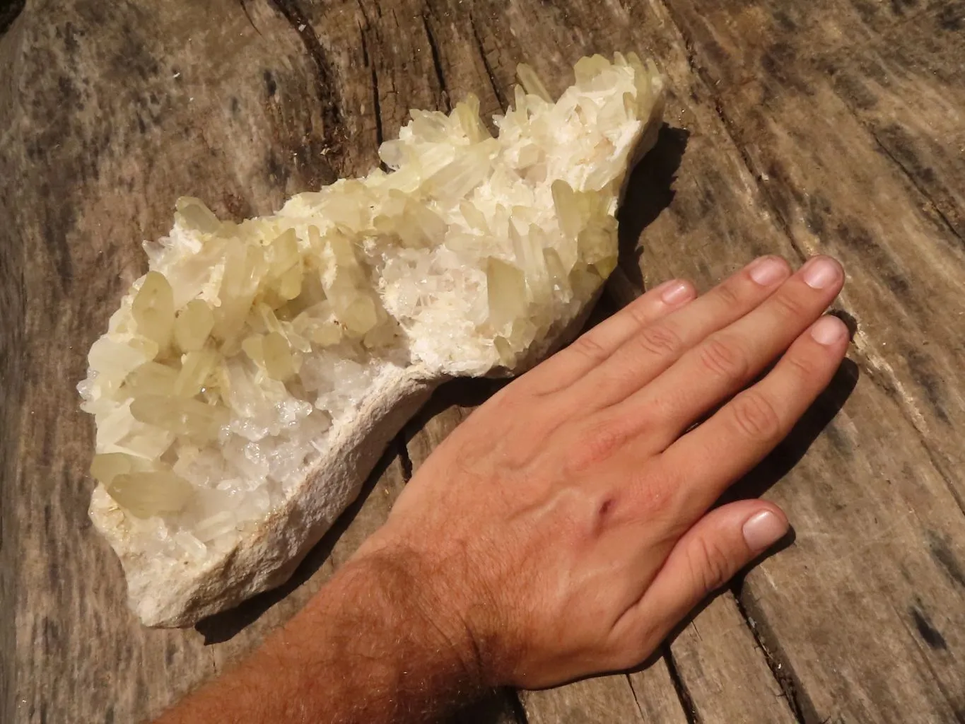 Natural Extra Large Clear Quartz Cluster With Golden Limonite Tint x 1 From Madagascar