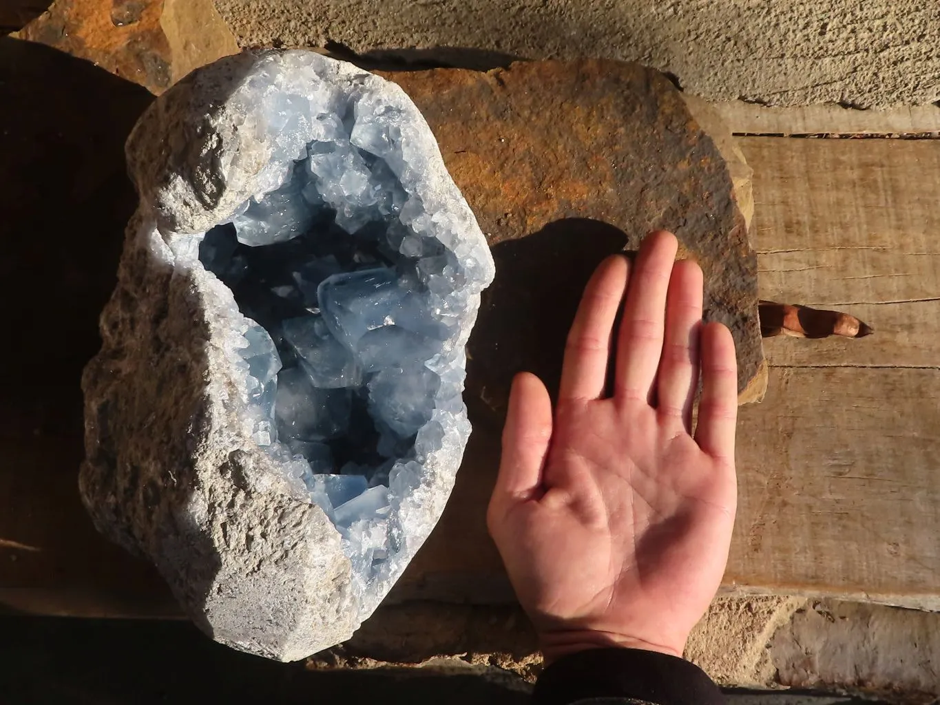 Natural Large Blue Celestite Geode With Gemmy Centred Crystals  x 1 From Sakoany, Madagascar