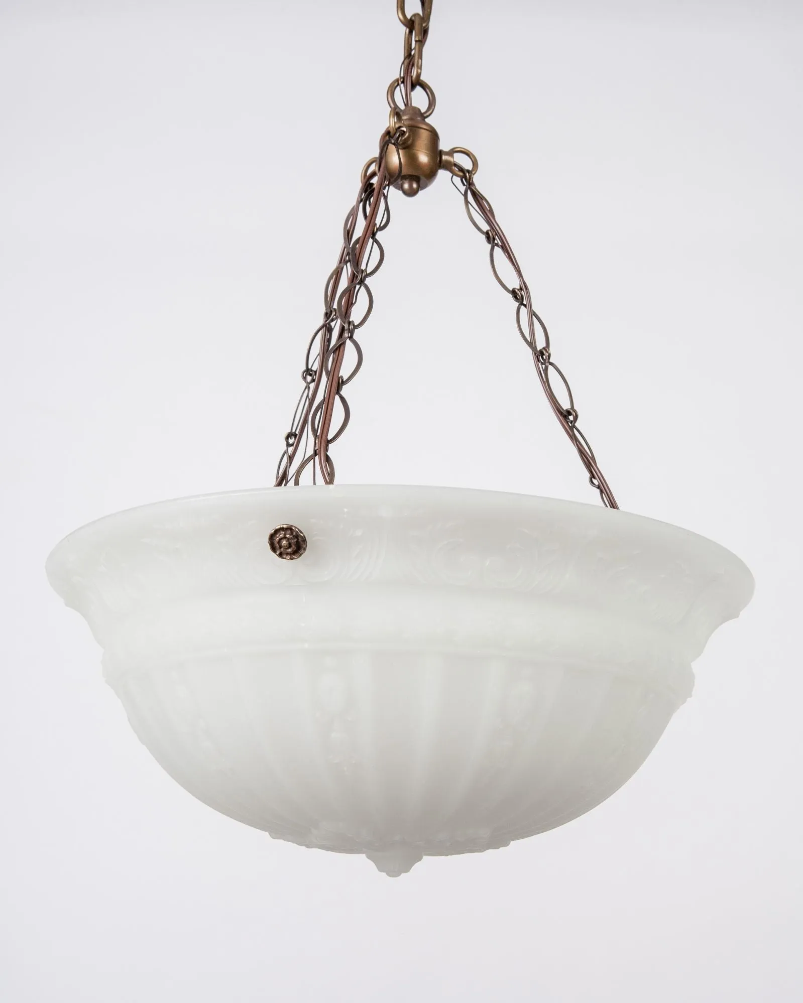 Opaline Dome Chandelier with Bellflower Details