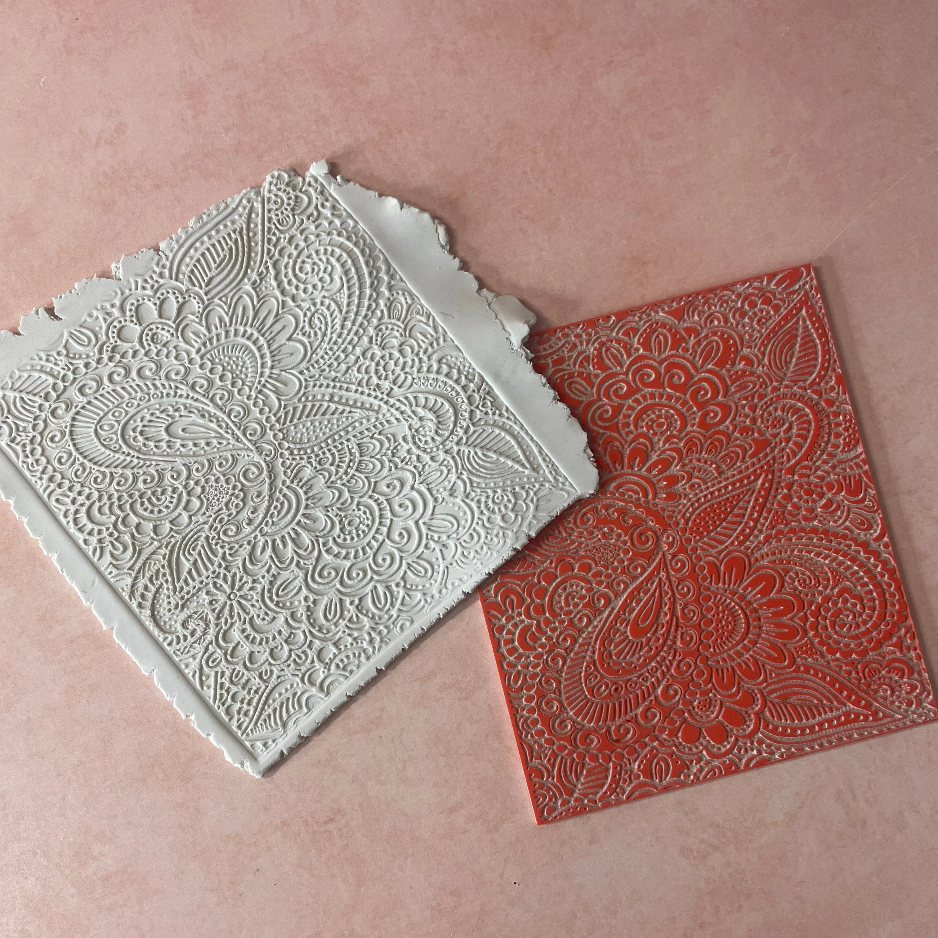 Paisley Garden Texture Mat rubber Stamp for polymer clay paper Gelli plate and resin ZIA zentangle inspired