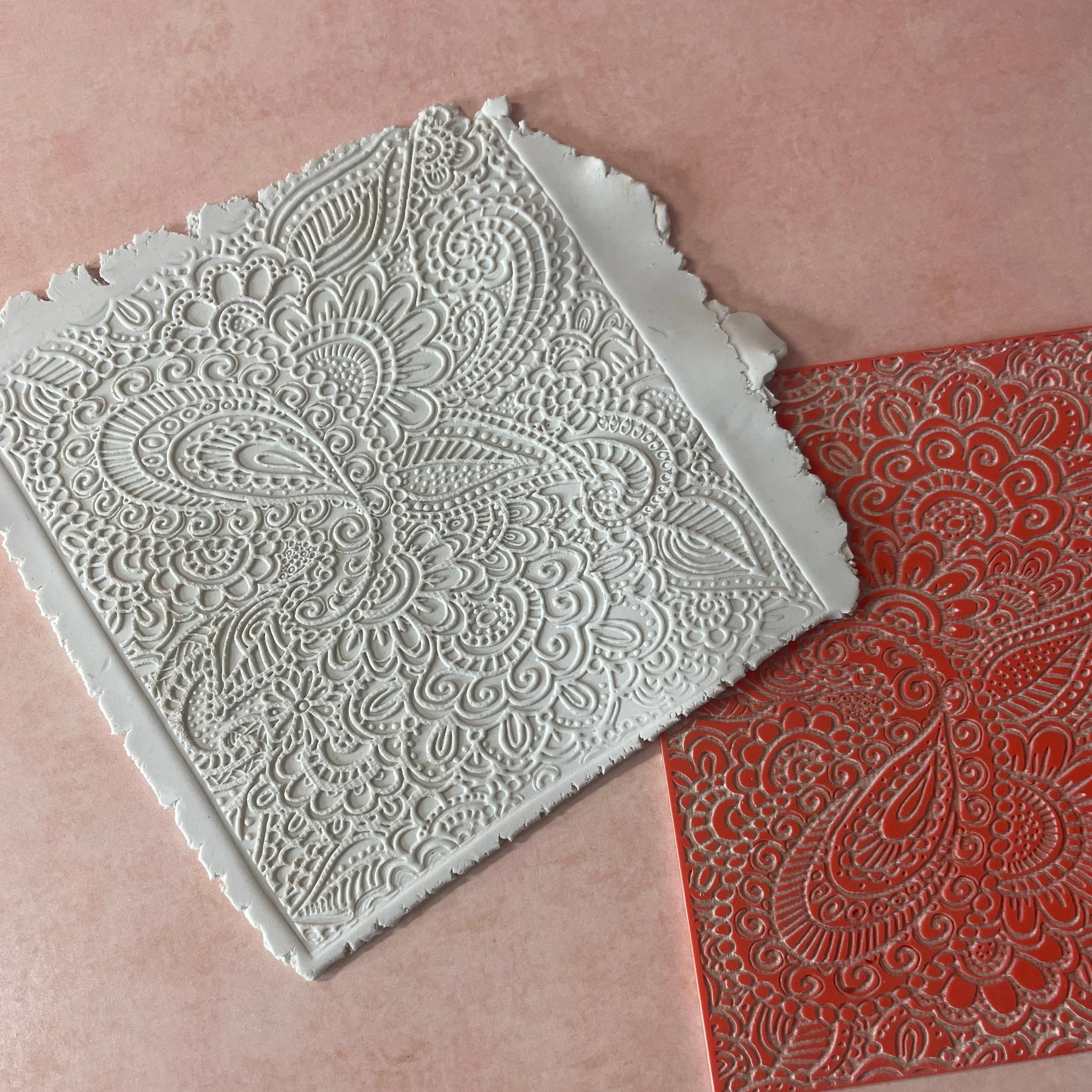 Paisley Garden Texture Mat rubber Stamp for polymer clay paper Gelli plate and resin ZIA zentangle inspired