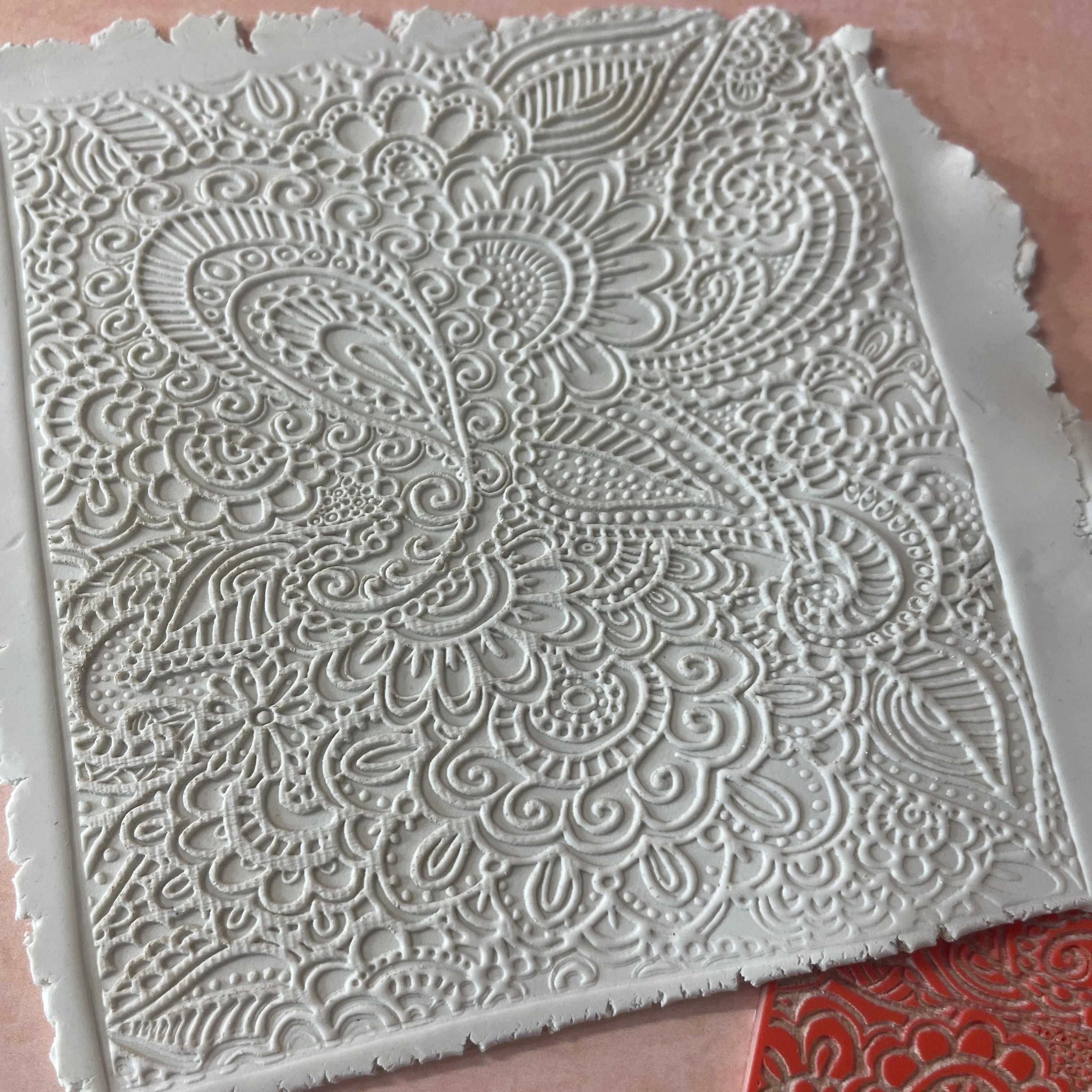 Paisley Garden Texture Mat rubber Stamp for polymer clay paper Gelli plate and resin ZIA zentangle inspired