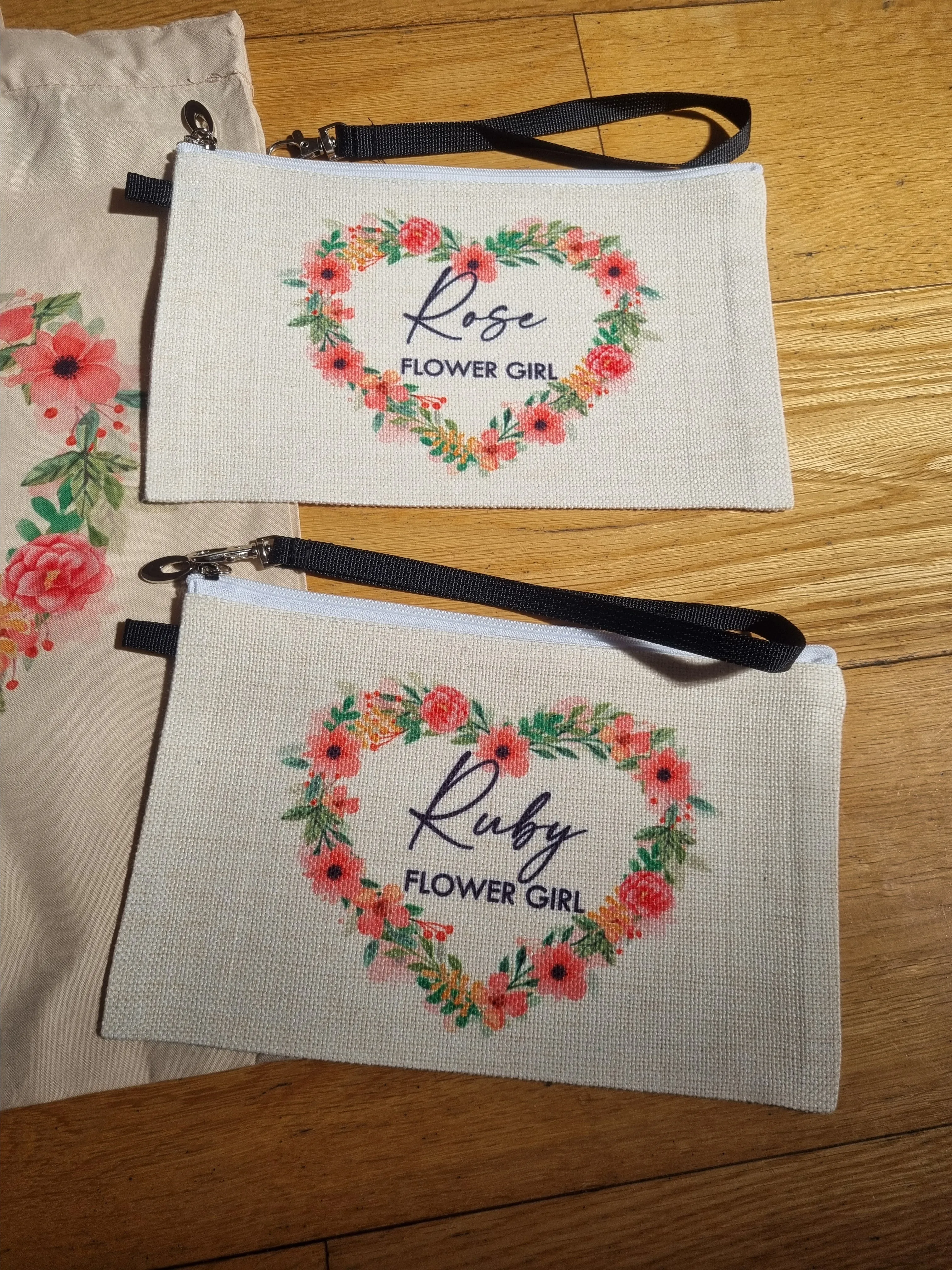 Personalised flower girl | Bridesmaid Make Up bag wedding day thank you gift bag