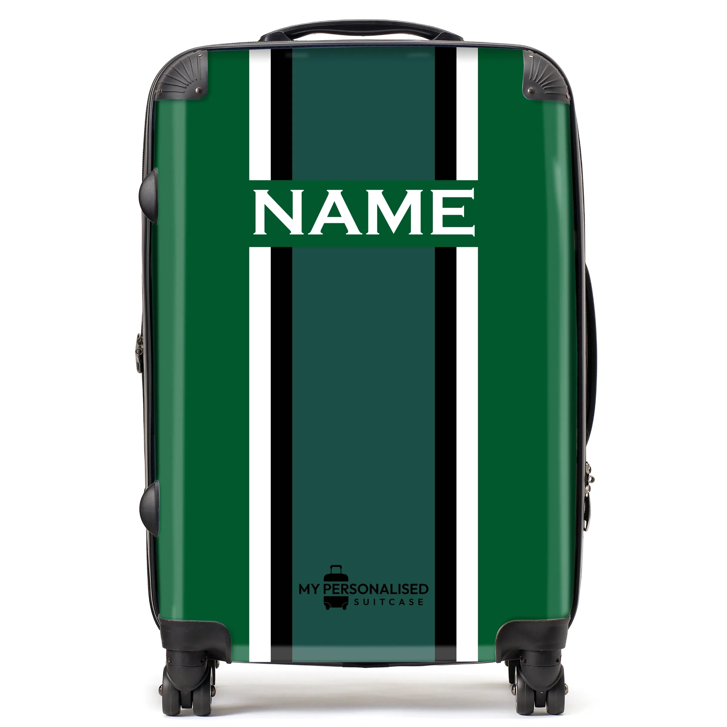 Personalised Light Green Striped Suitcase