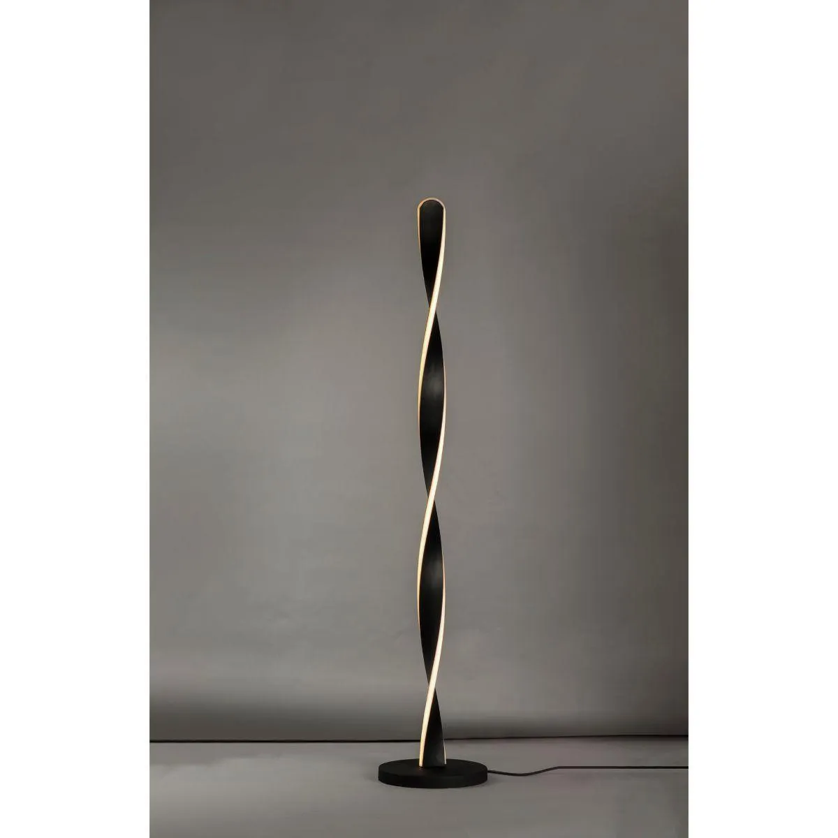 Pirouette LED Floor Lamp Twisted Matte Black Finish