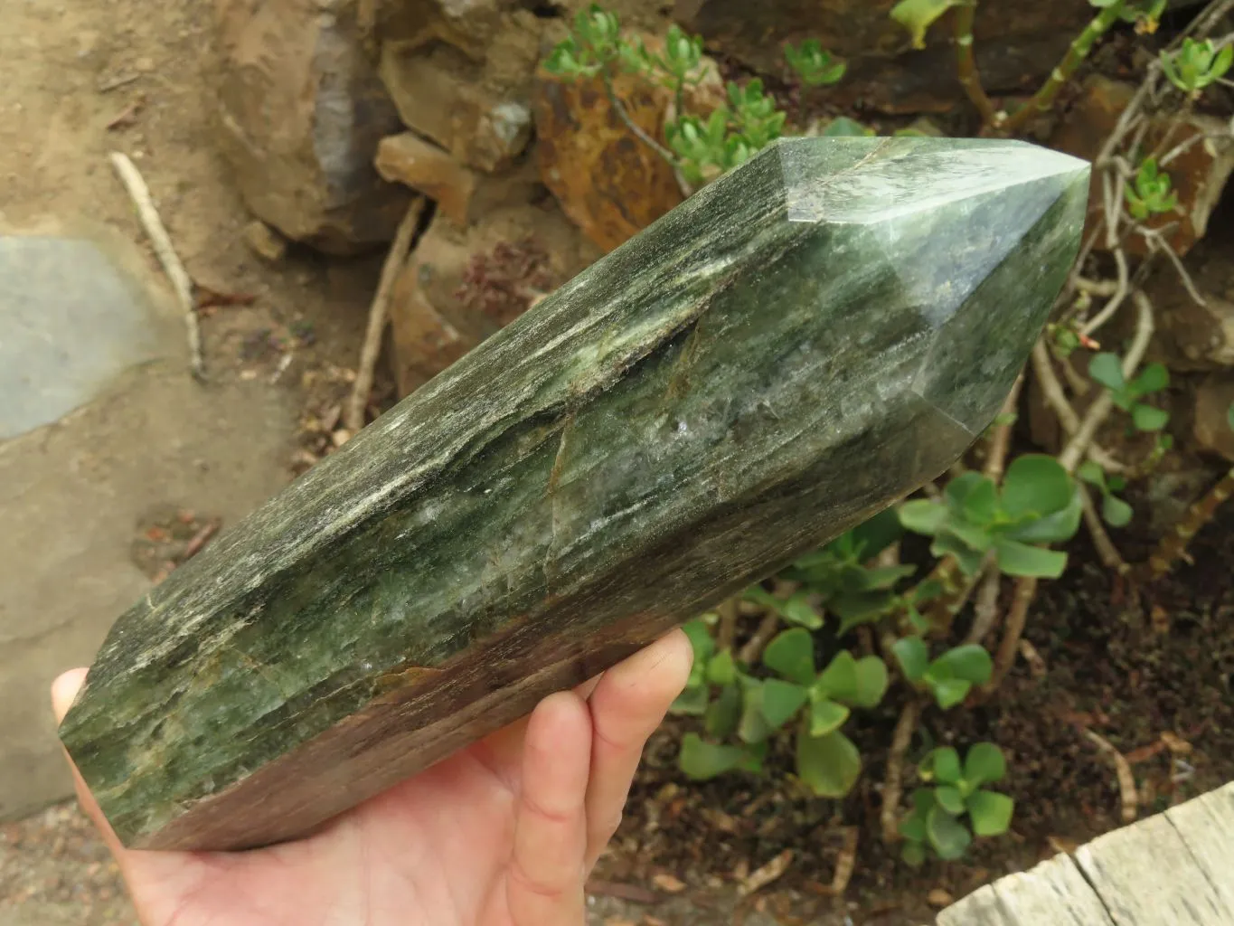 Polished Banded Fuchsite Quartz Point  x 1 From Madagascar