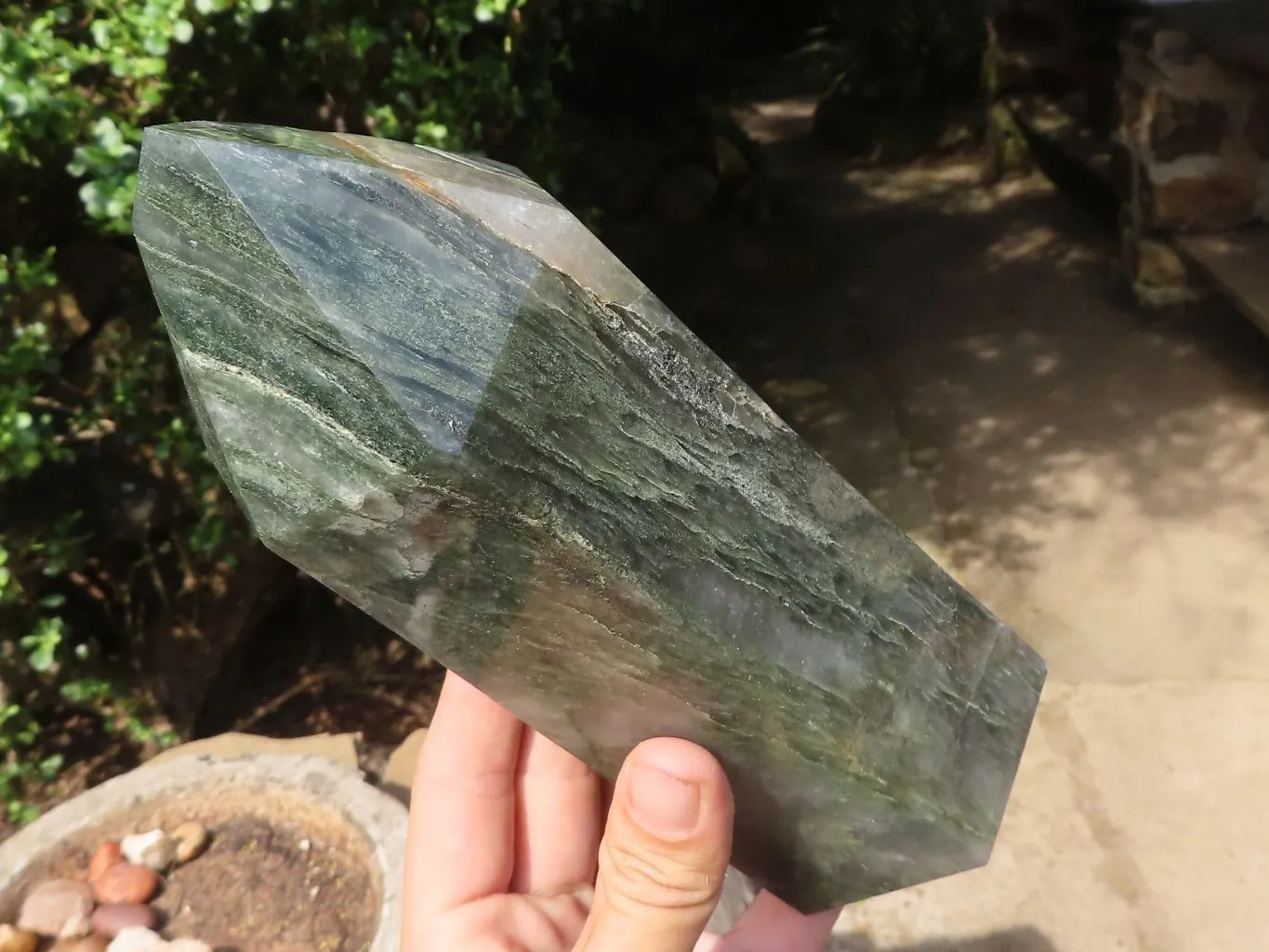 Polished Banded Green Fuchsite Point x 1 From Madagascar