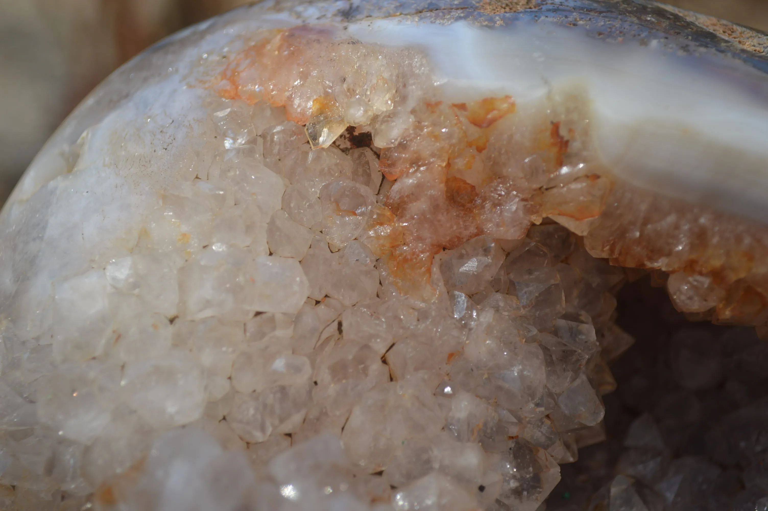 Polished Crystal Centred Banded Agate Geode  x 1 From Madagascar