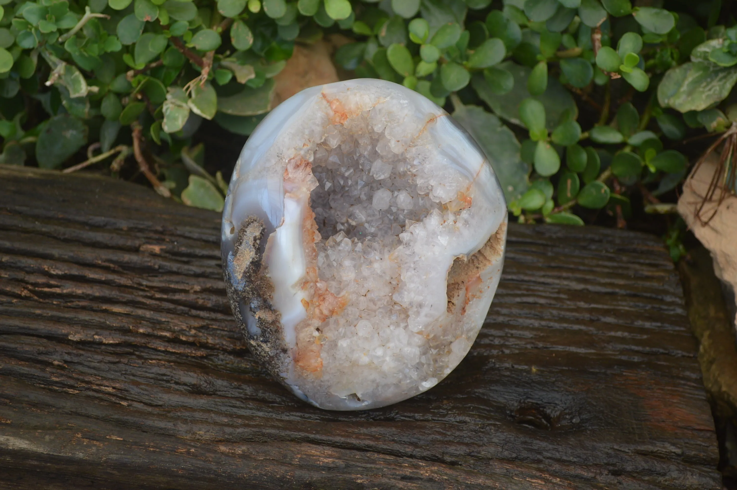 Polished Crystal Centred Banded Agate Geode  x 1 From Madagascar