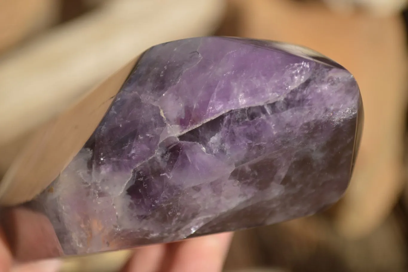 Polished  Dark Chevron Amethyst Point x 1 From Zambia