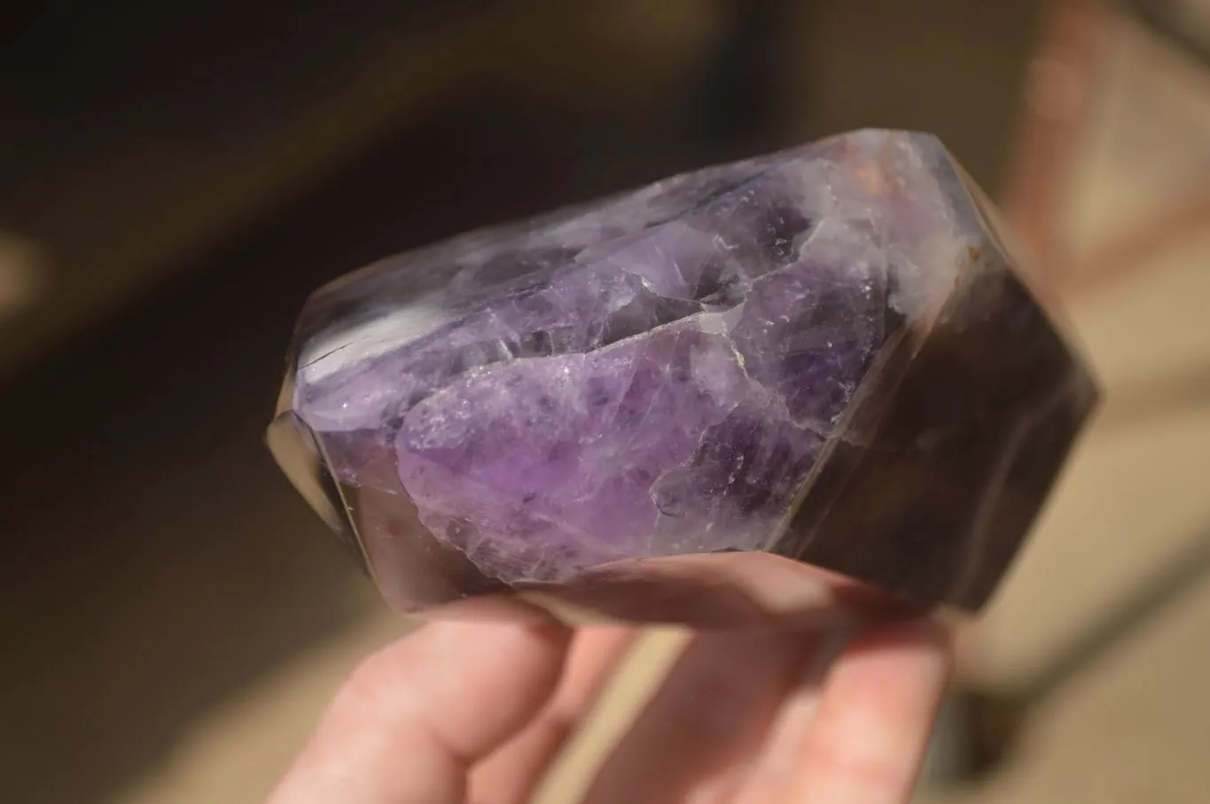 Polished  Dark Chevron Amethyst Point x 1 From Zambia