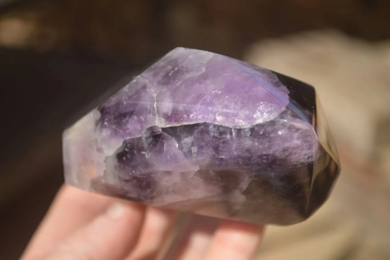 Polished  Dark Chevron Amethyst Point x 1 From Zambia