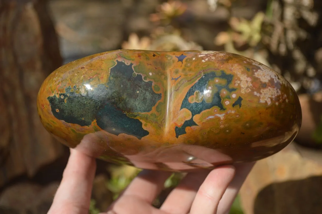 Polished Extra Large Ocean Jasper Heart  x 1 From Madagascar