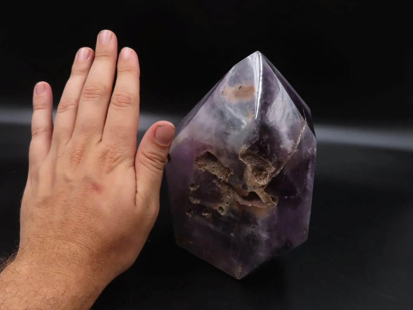 Polished Extra Large Window Amethyst With Dark Phantom On Top x 1 From Akansobe, Madagascar