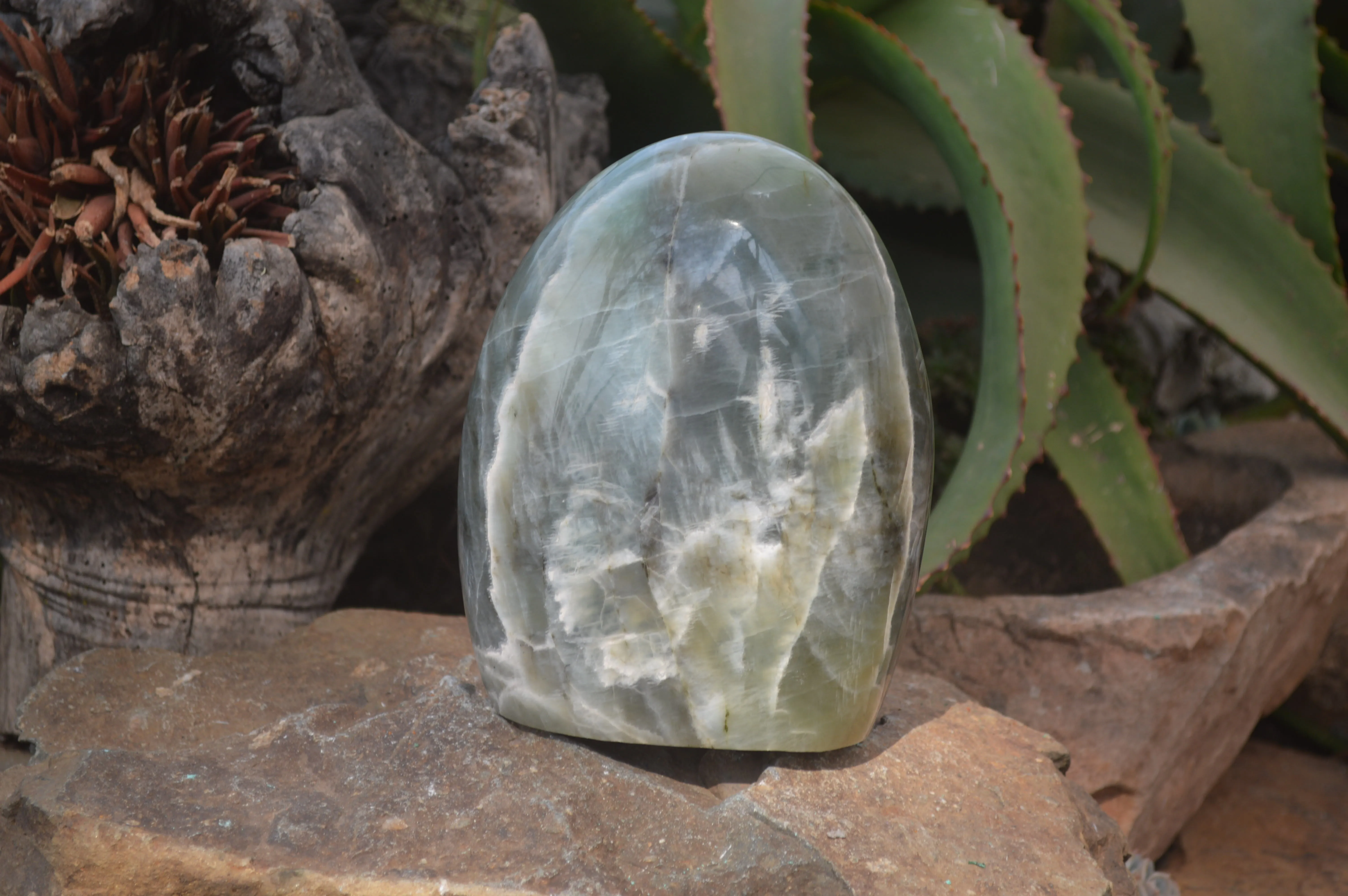 Polished Garnierite Nickel Moonstone Standing Free Form  x 1 From Madagascar