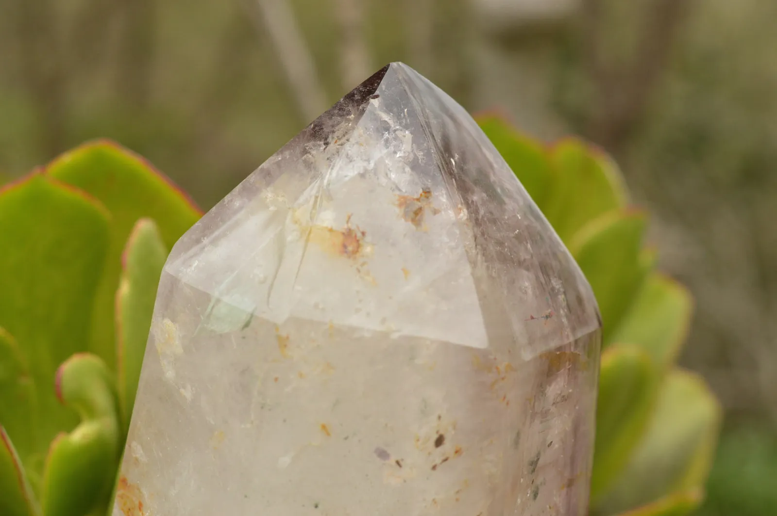 Polished Gorgeous Smokey Window Amethyst Crystal With Green Chlorite x 1 From Ankazobe, Madagascar