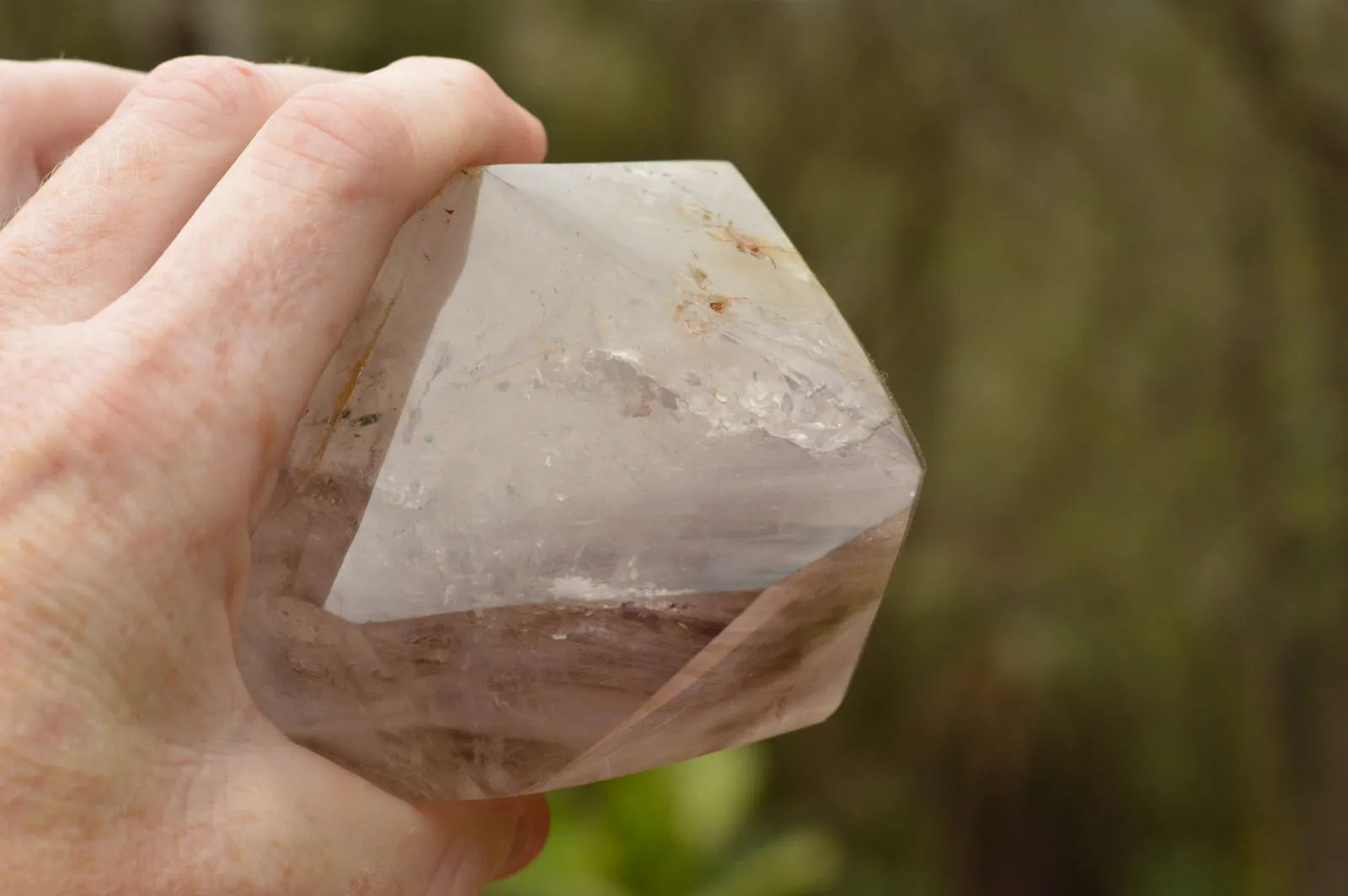 Polished Gorgeous Smokey Window Amethyst Crystal With Green Chlorite x 1 From Ankazobe, Madagascar