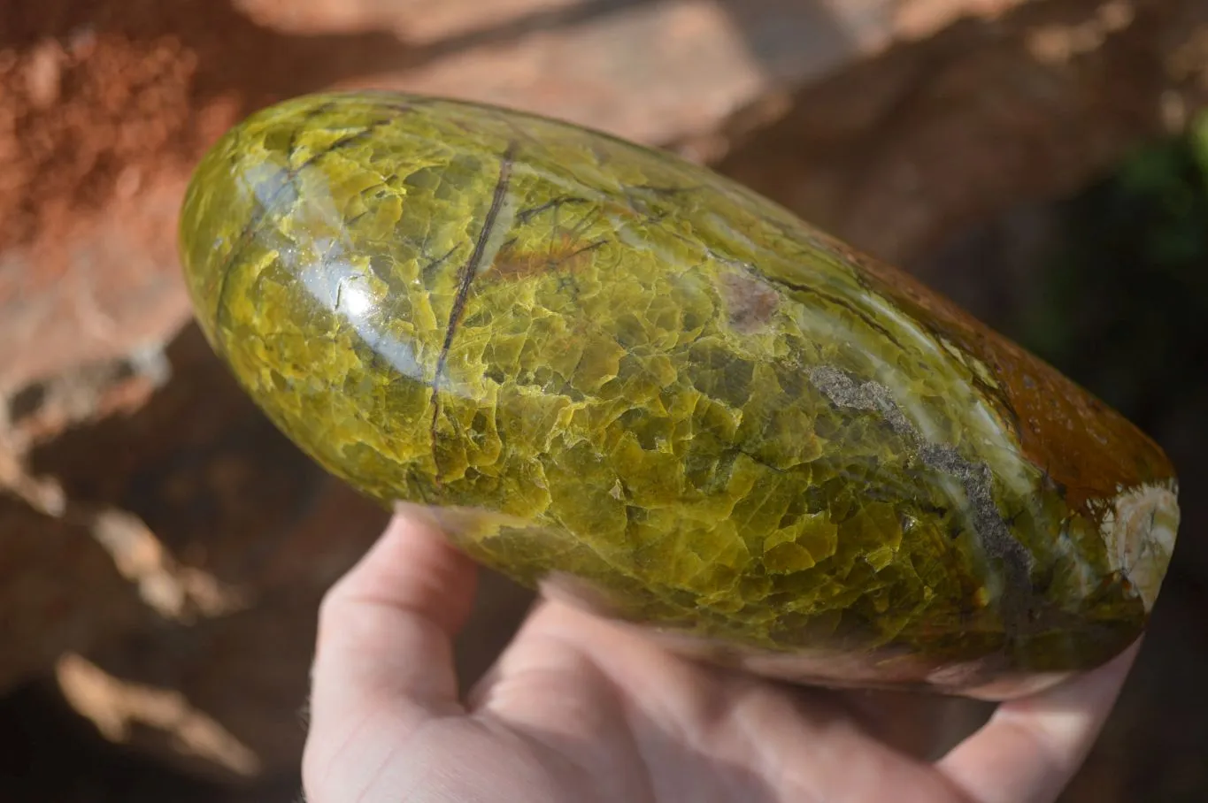 Polished Green Opal Standing Free Form x 1 From Antsirabe, Madagascar