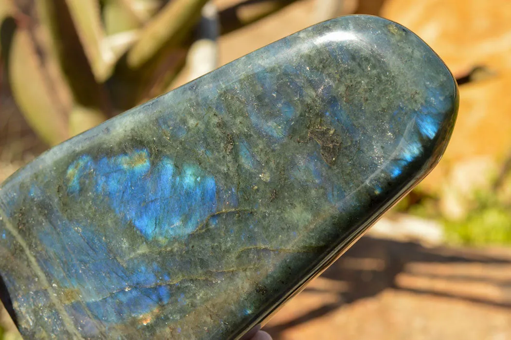 Polished Labradorite Standing Free Form With Deep Blue Flash x 1 From Sakoany, Madagascar