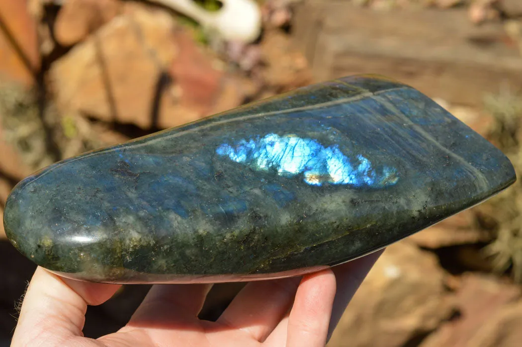 Polished Labradorite Standing Free Form With Deep Blue Flash x 1 From Sakoany, Madagascar