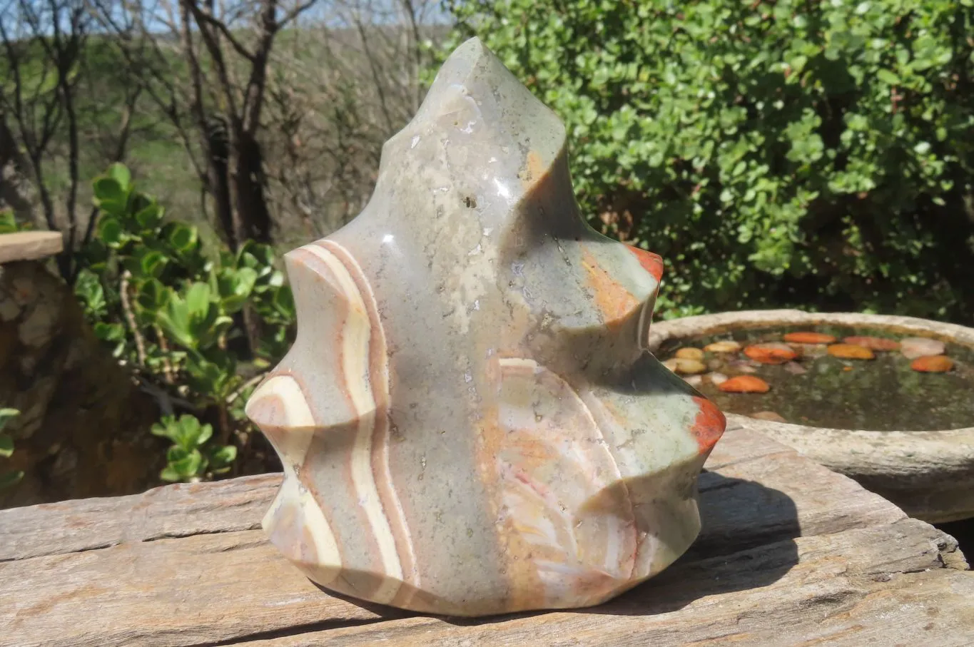 Polished Polychrome Jasper Flame Sculpture x 1 From Madagascar