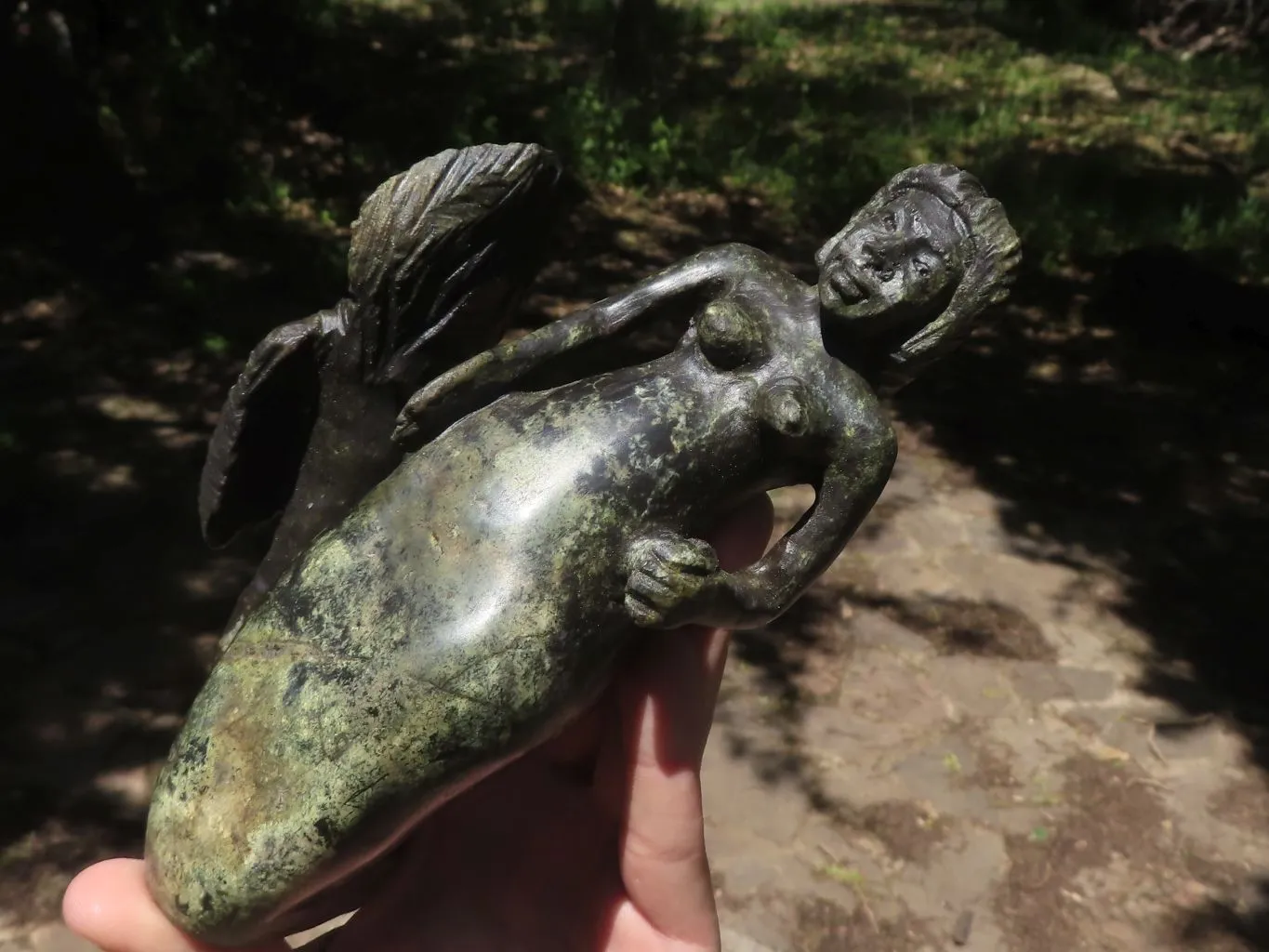 Polished Serpentine African Mermaid Carving x 1 From Southern Africa