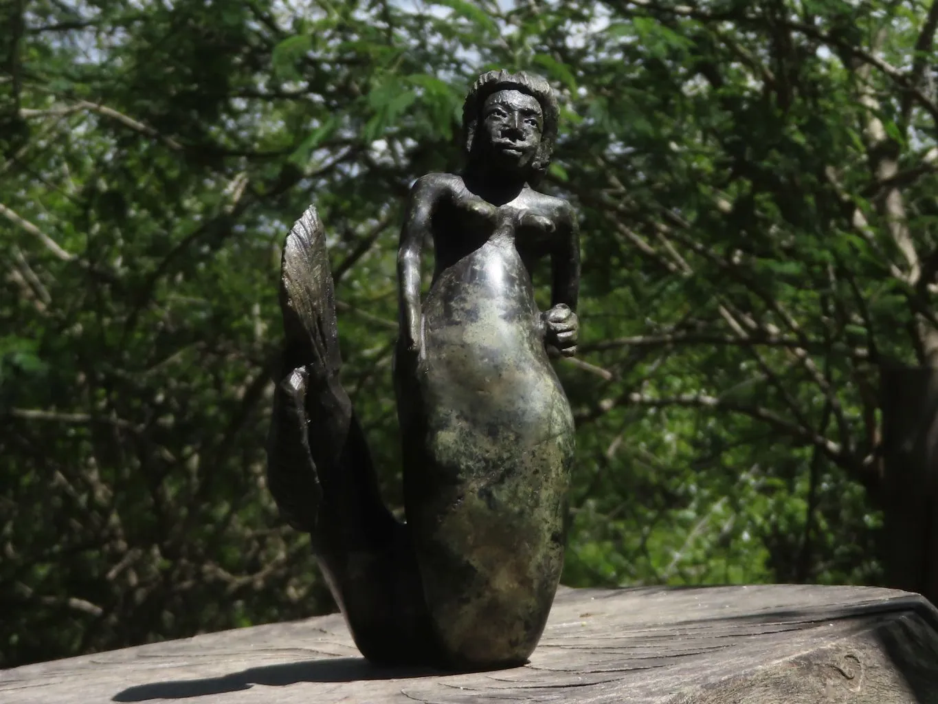 Polished Serpentine African Mermaid Carving x 1 From Southern Africa