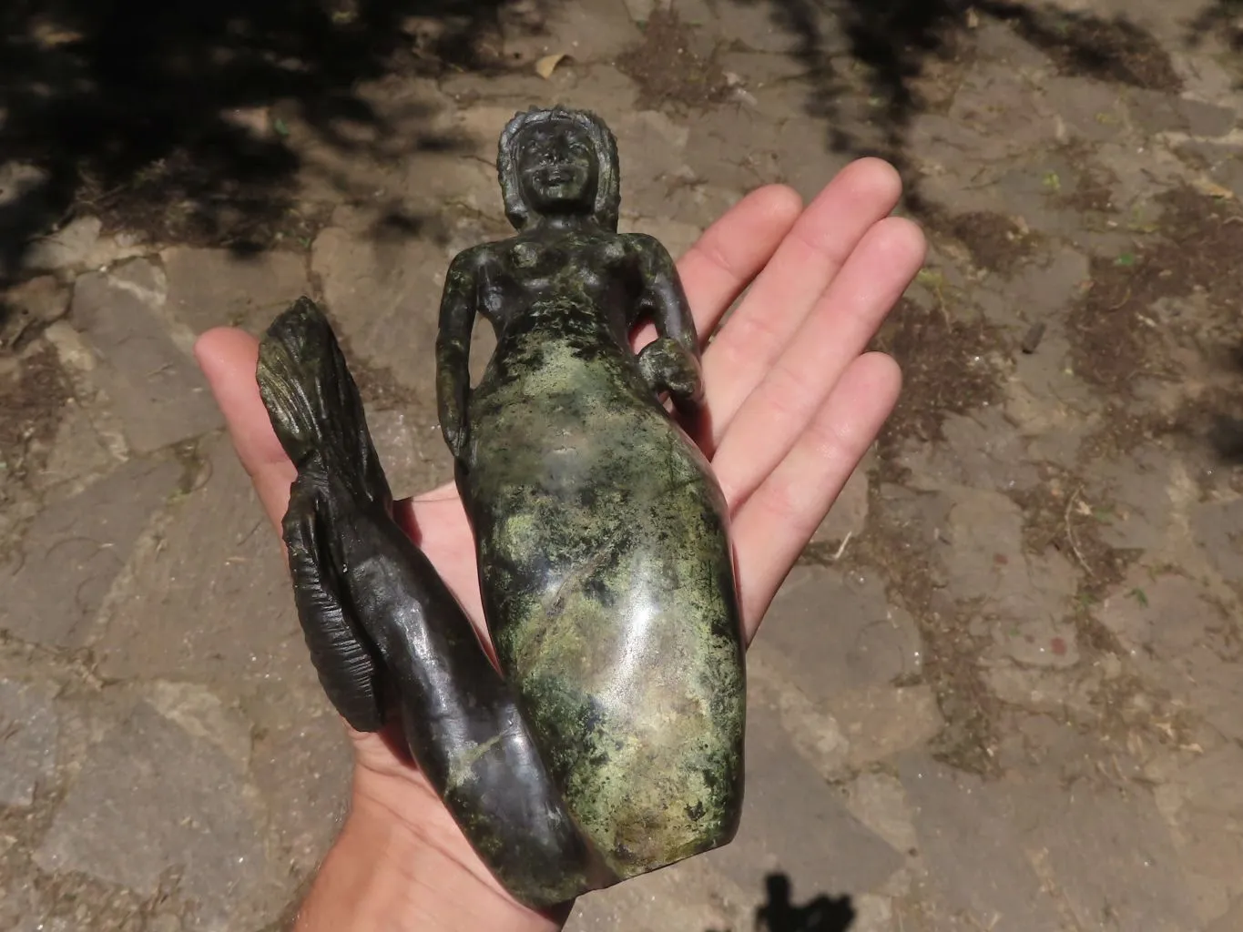 Polished Serpentine African Mermaid Carving x 1 From Southern Africa