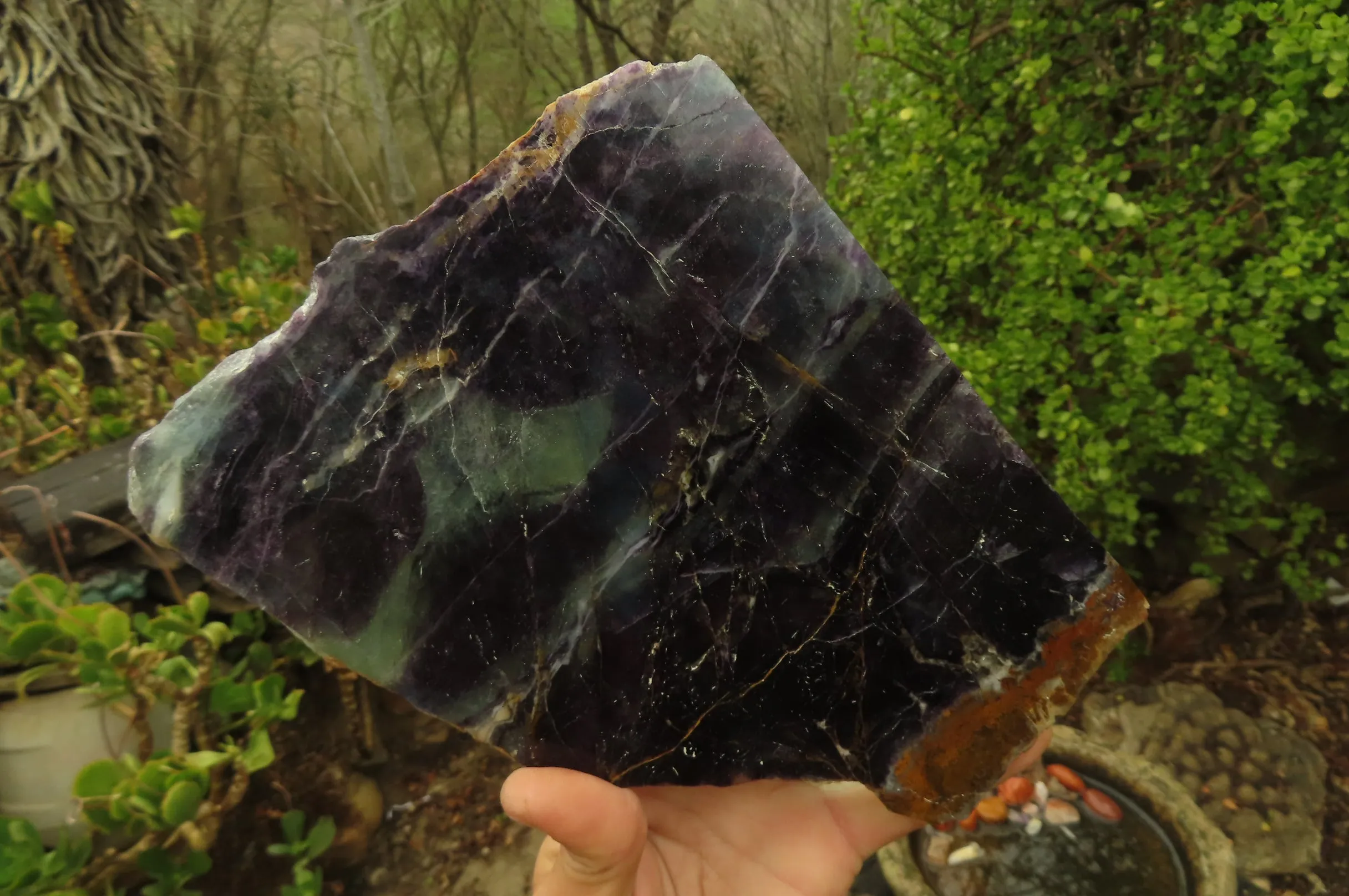 Polished Watermelon Fluorite Slices x 1 From Uis, Namibia