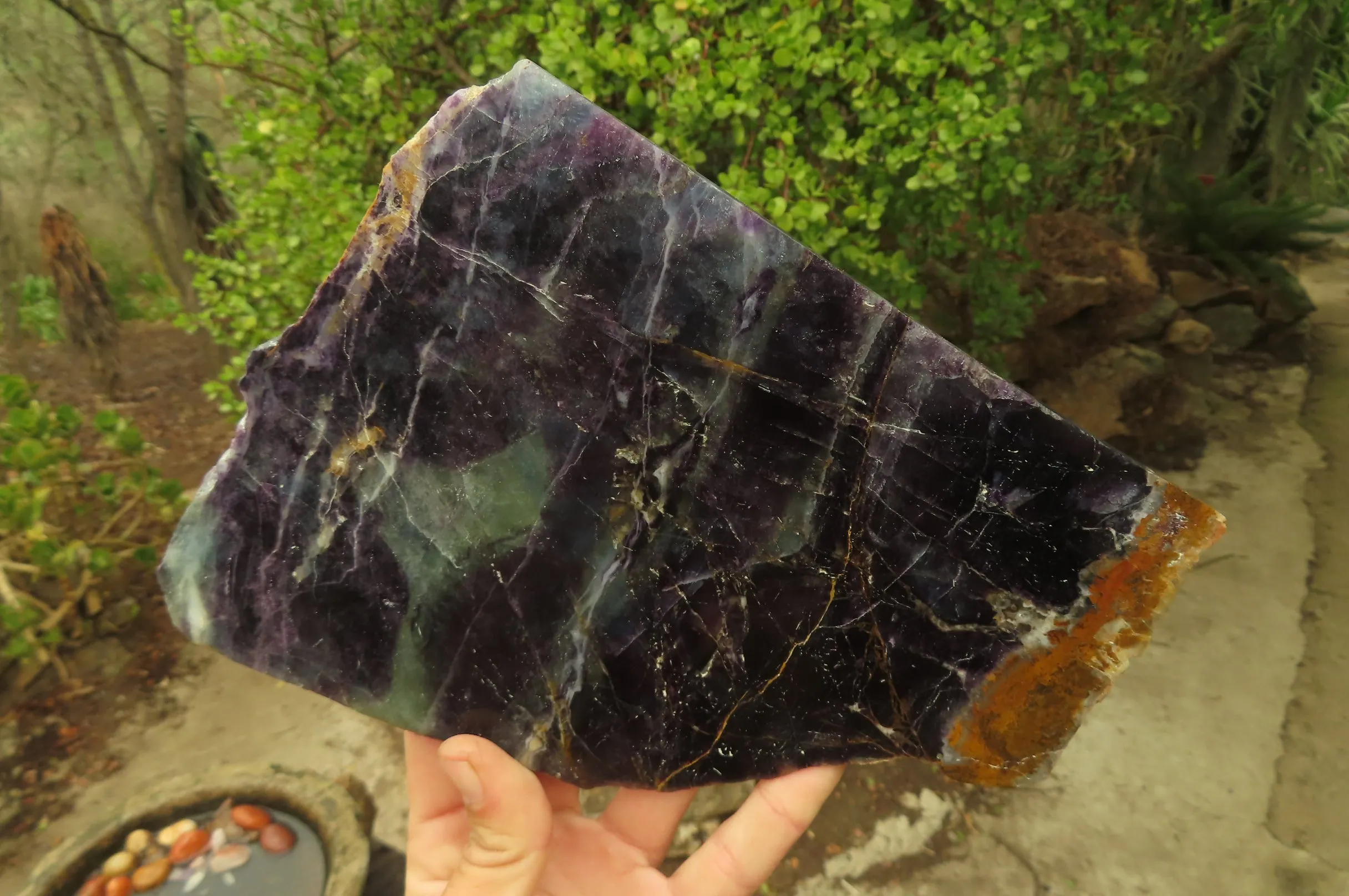 Polished Watermelon Fluorite Slices x 1 From Uis, Namibia