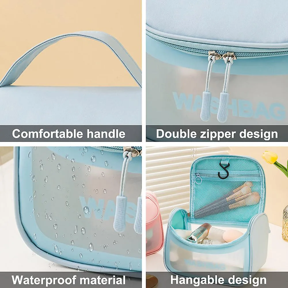 Portable Waterproof Cosmetic Travel Bag With Hanging Hook Re-10 Blue