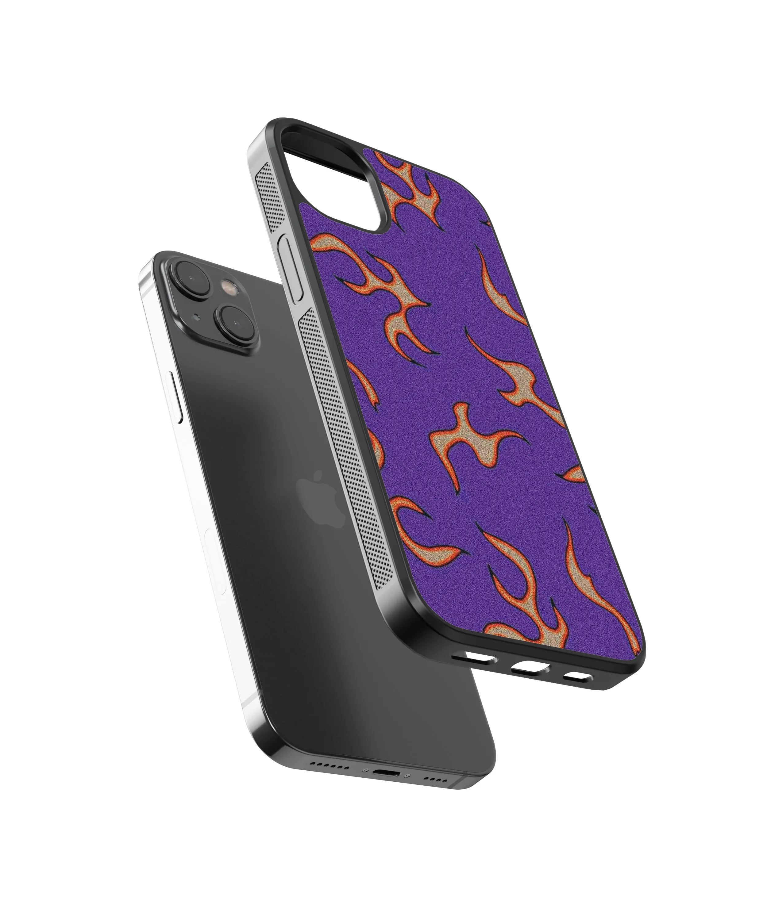 Purple Flames Pattern Abstract Glass Phone Case Cover